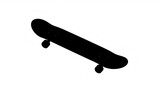 Minimal skateboard silhouette isolated on white background.