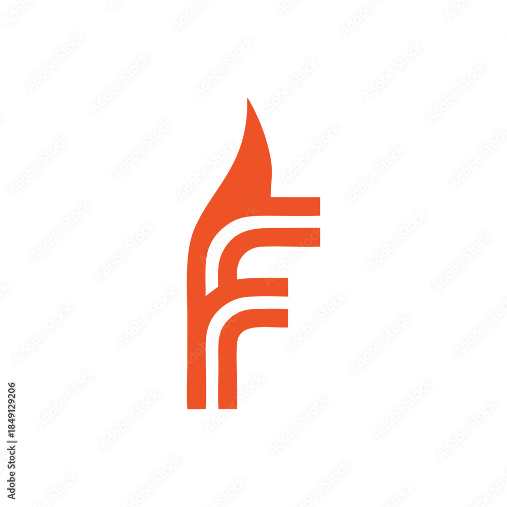 Stylized Orange Letter F Logo Design with Flame Element for Energy and ...