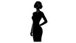 © Alwiansyah - Elegant silhouette of a woman in a fitted dress with glasses in profile view