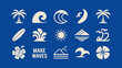 © Nargis - Surf and Beach Icons Set on Blue Background