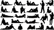 © md manik hossain - Silhouettes of people sitting and lying down reading  various relaxed poses