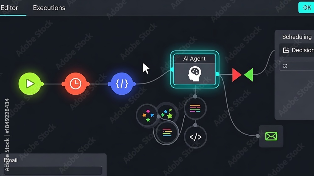 A I agent workflow diagram with icons and nodes artificial intelligence ...