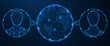 © Ilya - Global exchange of digital identification data. The two human profiles are connected through a central sphere.  The concept of online communication and collaboration in a digital environment.