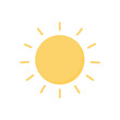 © evgenia_lo - Simple sun illustration in flat vector style with soft yellow rays, minimal weather symbol isolated on white background, bright summer icon for design, apps, branding