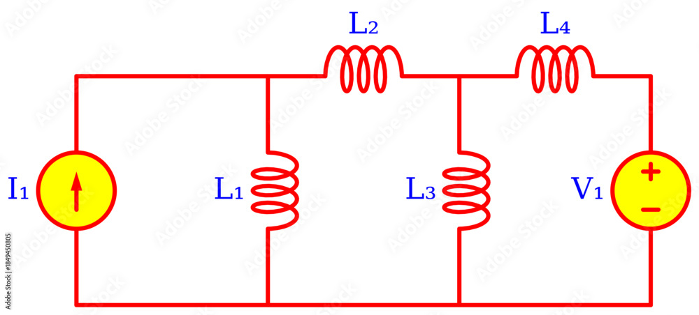 Vetor Editable Inductive Ladder Network Circuit Diagram with Multiple ...