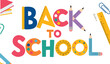© Kamrun82 - Back to school colorful letter typography with school supplies like rulers pencils and paper clips