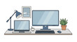 © kiwil - Modern home office workspace with computer and laptop