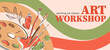 © Tatiana Bass - Art workshop. Poster for painting education. Painters stationery. Vector illustration for posters, banner, ads.