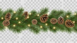 © Amerr - Christmas Pine Garland with Pinecones and Warm Lights for Holiday Decor