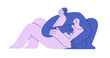 © Good Studio - Abstract romantic couple in love. Two people, man and woman lying. Close intimate bonding relationship. Happy partners. Intimacy concept. Flat vector illustration isolated on white background