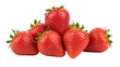 © Aline - Isolated pile of fresh red strawberries, ripe fruit with green leaves, healthy summer snack