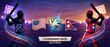 © ckybe - united states vs nepal highlight cricket match poster template featuring two rival batters facing off with raised bats