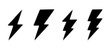 © mola - Halftone grunge lightning bolts set. black dotted flash thunderbolt. dotted thunder bolt symbol collection