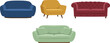 © Moksedul Creative - Modern and vintage sofa illustration set featuring colorful upholstered couches, stylish living room furniture designs in flat vector style on white background