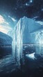 © COK House - A massive glacier melting under a starry sky symbolises the climate crisis and is suitable for atmospheric background in environmental presentations.