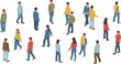 © Md - Isometric people walking set with men and women characters, everyday crowd movement poses for urban lifestyle illustration
