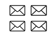 © Precious - Four simple black outline envelope icons arranged in a two by two grid on a white background