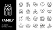 © HUANG - Solid Sleek Vector Line Icons Collection Representing Family Bonds, Love, Parenthood, and Human Connections, Featuring Editable Strokes for Modern Design Projects
