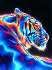  tiger head on blue background