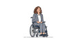 © Nure - Confident businesswoman in a wheelchair smiles while looking upwards, representing inclusivity and professional success.