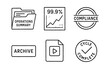 © 123levit - Black and white business icons: data, compliance, operations, archive, video, cycle complete