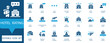 © Pixel Flat Design - Hotel Rating and Hospitality Icon Set. Featuring hotel reviews, star ratings, guest feedback, and luxury accommodation symbols for travel apps and web design. Editable vector.