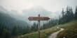 © The 2R Artificiality - Wooden directional sign pointing along mountain trails in a recreational setting, used for route guidance