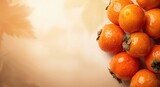 Persimmon fruits arranged as a vibrant background fresh, healthy food textures