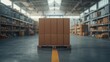 © vxnaghiyev - Cargo supplies organized in a warehouse setting with stacked shipment boxes on pallets, highlighting distribution operations