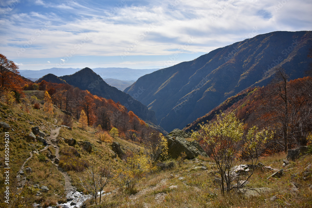 Autumn mountain landscape of the nature reserve Bulgaria National Park ...