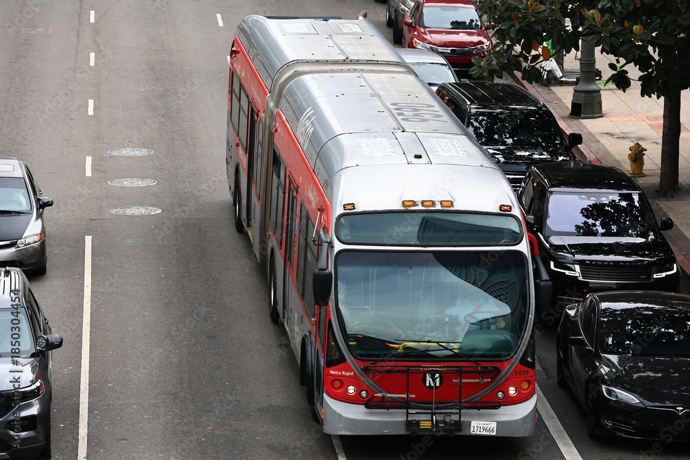La Bus Los Angeles, California – November 12, 2025: LA METRO Bus in downtown ...