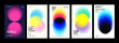 © Molibdenis-Studio - A collection of five vibrant posters featuring abstract gradient designs in various colors. Each poster includes text elements such as event details and promotional offers