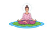 © frendi - Woman meditating in lotus pose on a lily pad