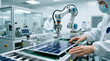 © Zucide - Clean room production line for solar cell manufacturing advanced industry high-tech energy esg visuals inside factory environment detailed viewpoint