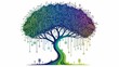© Aca - artificial intelligence tree made of circuit board branches symbolizing digital innovation and big data growth for technology branding