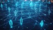 © btiger - Glowing blue human silhouettes standing across a dark field of luminous nodes and interconnecting lines, evoking a futuristic feeling of digital connectivity and collective presence