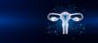 © Adisak - Health care medical. Human uterus organ hologram transparent in the ring line with icon digital medical technology. On dark blue background. Science banner vector.