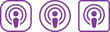 © MDParveg - Apple Podcast App Icon in Gradient Purple. Flat logo options for audio streaming, mobile interface, and media branding design. digital editorial social media icon vector. A collection of podcast icons