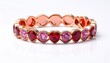 © Pixel Sculptor - Luxurious Gold Bracelet Featuring Red and Pink Heart Cut Jewels