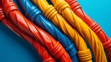 Power cable coil arranged neatly on solid background