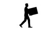 © Kashif - Delivery Man Carrying Box Silhouette – Courier Worker Walking Isolated on White