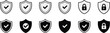 © MdSakila - Shield security icons collection, protection and privacy symbols with check mark and lock for cybersecurity safety design applications interfaces branding