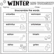 © Haslinda - Winter kids word scramble worksheet activity