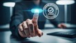 © arif - Hand interacts with screen displaying 'Approved' standard certification seal