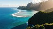 © KIMPOL - Tropical island coastline, turquoise ocean, lush hills