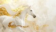 © Diamond Fuji - 白と金の優雅な白馬：午年の年賀状や祝事に最適なミニマル和モダン背景