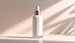 © wajid - 3D generic cosmetic bottle with smooth surface and subtle reflections, centered composition, soft studio shadows