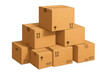 © PNG Kingdom  - Cardboard boxes stacked representing shipping, delivery, moving, and logistics concepts, isolated on a transparent background