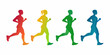 © Polash - Colorful silhouettes of four people running in a dynamic and energetic pose