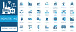 © Pixel Flat Design - Industry 4.0 Icon Set featuring smart factory, robotics, logistics, supply chain, and AI automation symbols. Designed for modern industrial applications. Fully editable vector icons